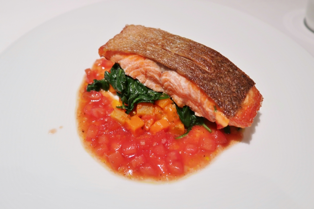 Salmon and vegetables from Gordon Grill at Goodwood Park Hotel