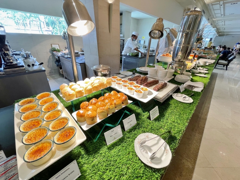 Afternoon tea buffet display at L'Espresso Cafe at Goodwood Park Hotel